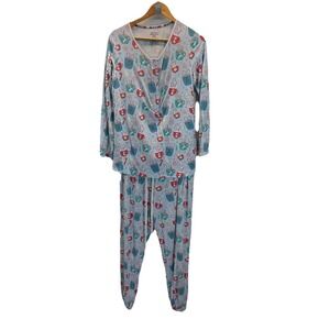 Magnetic Me Holiday Blue Sleep Pajama Set Women size M CHristmas modal lounge
